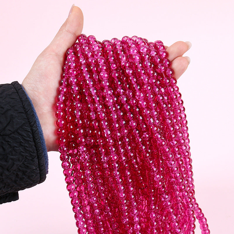 Crackle Round Glass Beads 8mm Gradient Dual Color Translucent 100pcs 16