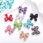 Rhinestone Bow Clay Beads 28mm Colorful Sparkle 5pcs