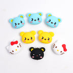 Silicone Focal Beads KT Cat Bear Faces Yellow Blue 20pcs 3