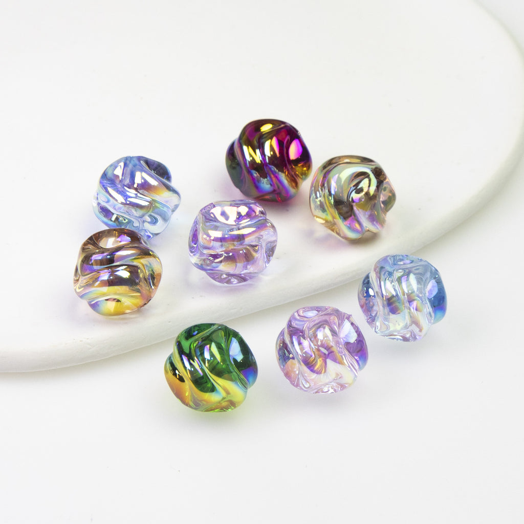 Transparent Twist Acrylic Beads 15mm 16mm Plated Assorted 20pcs 3