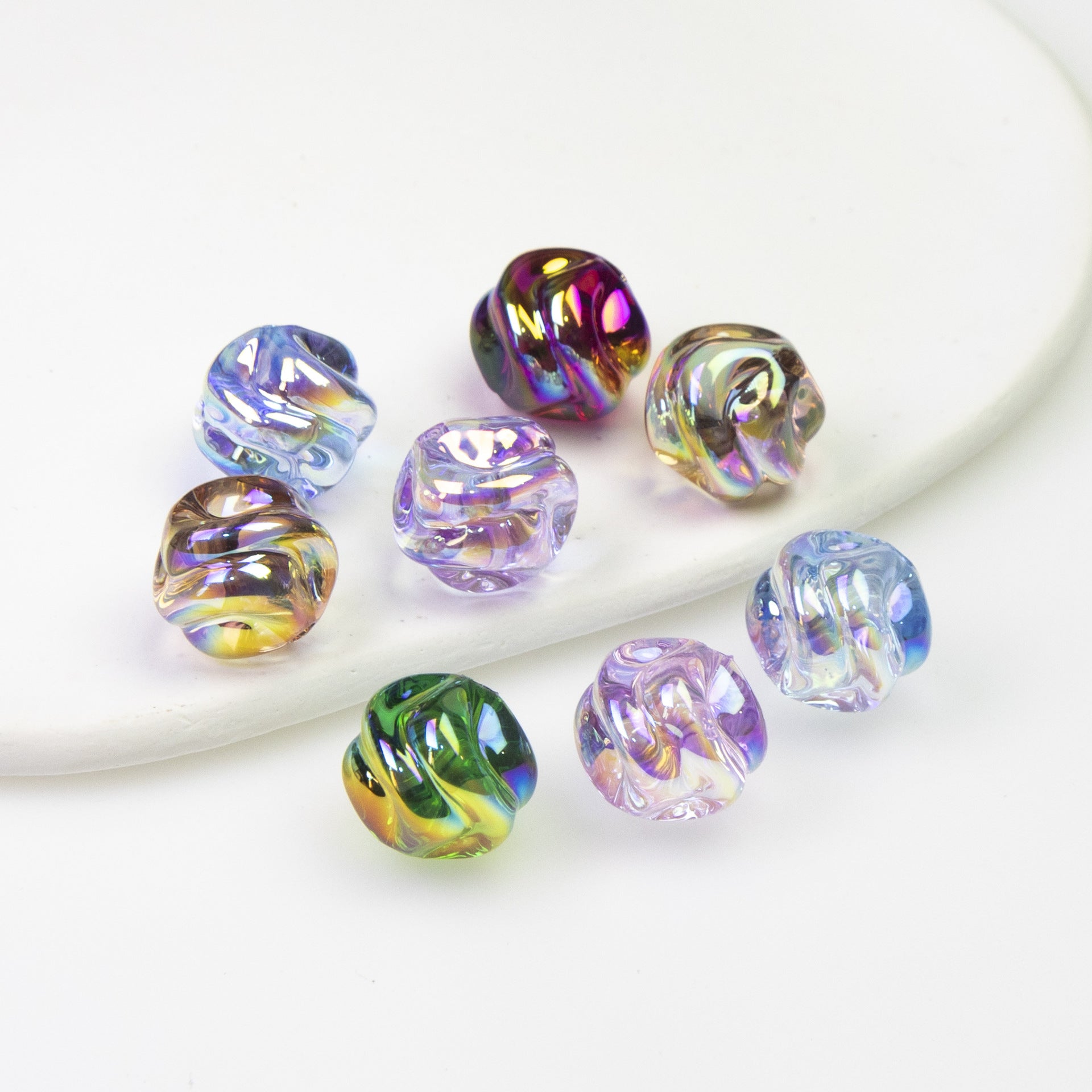 Transparent Twist Acrylic Beads 15mm 16mm Plated Assorted 20pcs 3