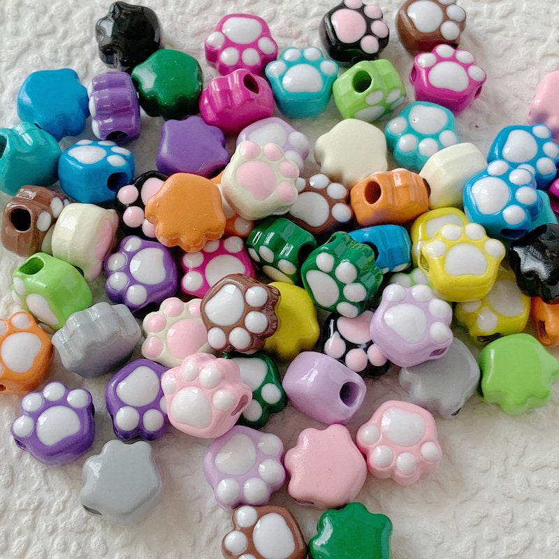 Cat Paw Metal Beads 11mm Glossy Enamel Painted Alloy 10pcs 4