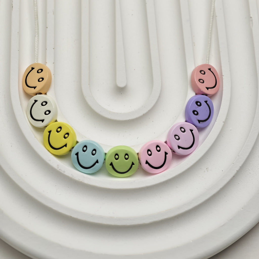 Smiling Face Metal Beads 10mm Baking Painted Zinc Alloy 50pcs 2