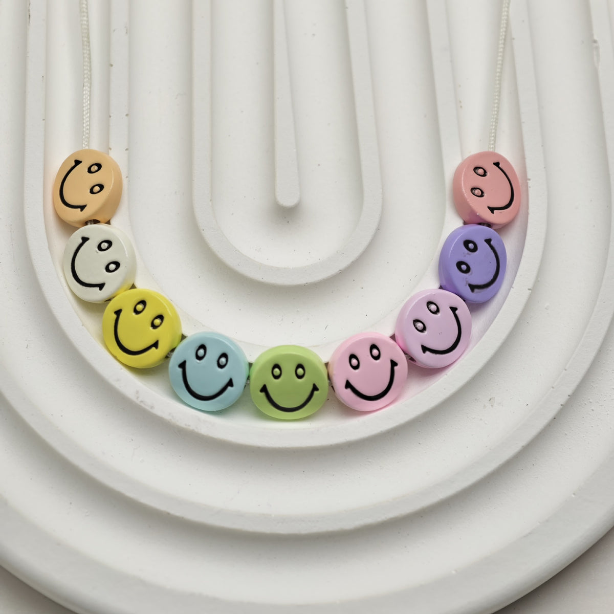 Smiling Face Metal Beads 10mm Baking Painted Zinc Alloy 50pcs 2