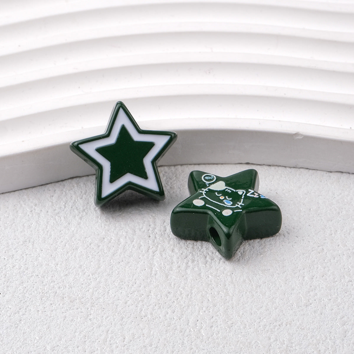 Star Acrylic Beads 22mm Cat Pattern Glossy Colorful 20pcs 15