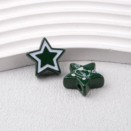 Star Acrylic Beads 22mm Cat Pattern Glossy Colorful 20pcs 15