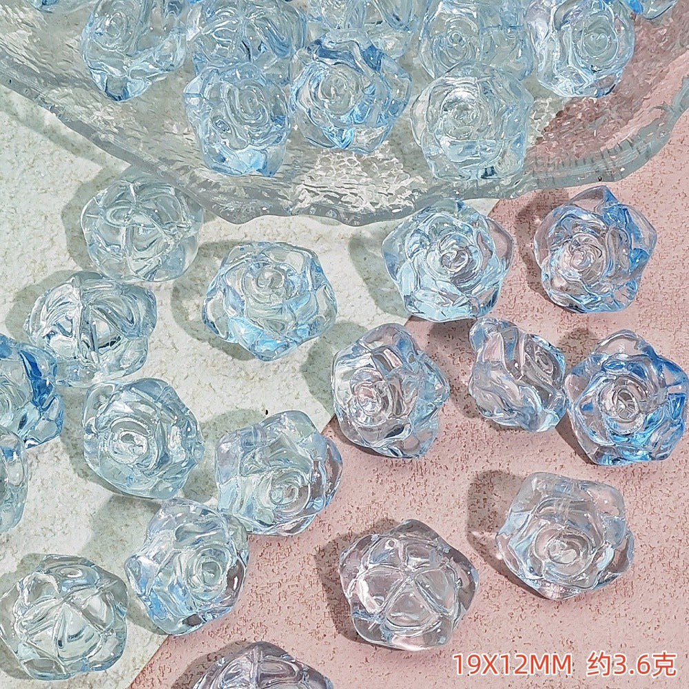 Camellia Glass Beads 19mm Clear Translucent Mixed Colors 50pcs 9