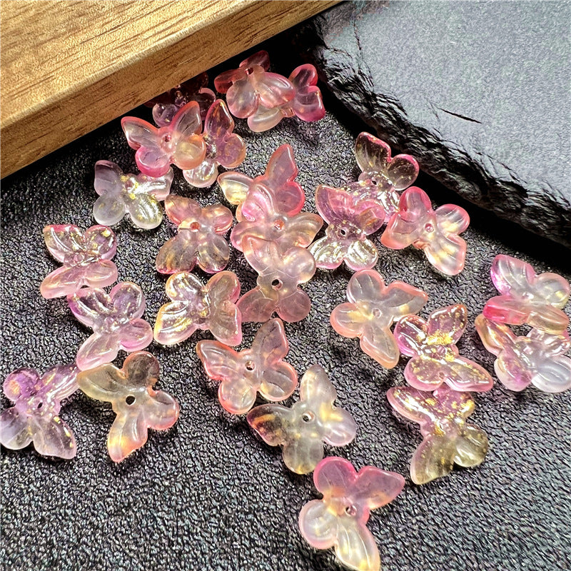 Czech Glass Beads Butterfly 11mm Gradient Purple Blue Green 50pcs 13
