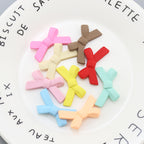 Rubberized Spray Painted Cross Acrylic Beads 34x21mm Matte Mixed Colors 20pcs 3