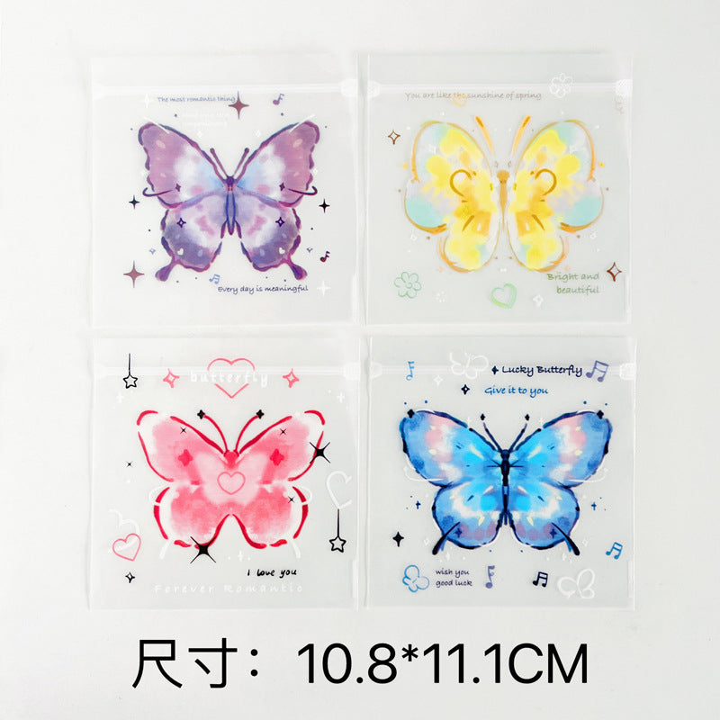 Butterfly Print Zip Lock Bags PE Plastic Top Seal 10.8x11.1cm 10pcs 4