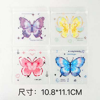 Butterfly Print Zip Lock Bags PE Plastic Top Seal 10.8x11.1cm 10pcs 4