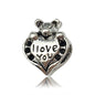 Heart Metal Beads Large Hole Antique Silver Tone 50pcs 12