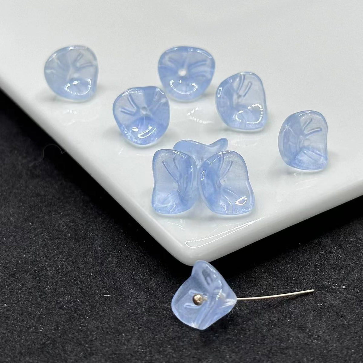 Czech Glass Beads Morning Flower Glory 9x12mm Translucent 100pcs 2