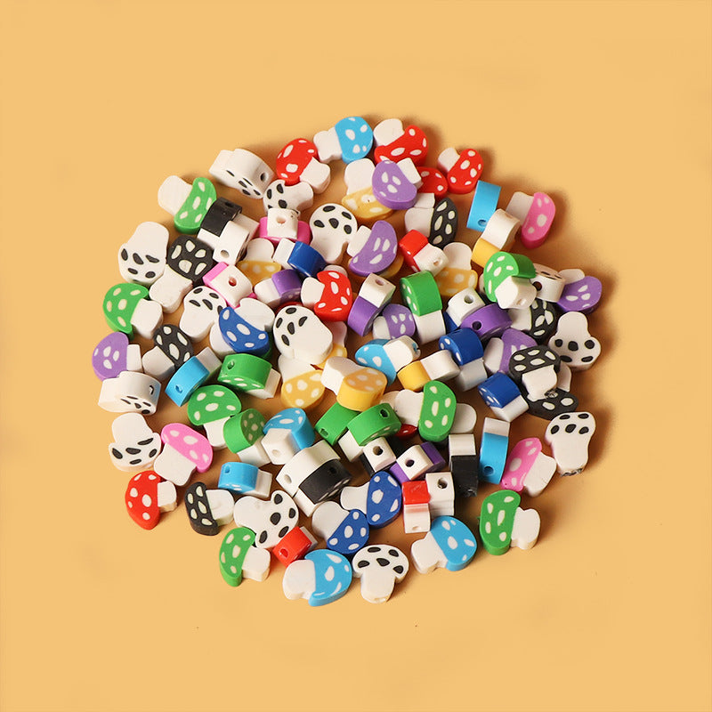 Mushroom Clay Beads 12mm Colorful Polymer Mixed 100pcs 3
