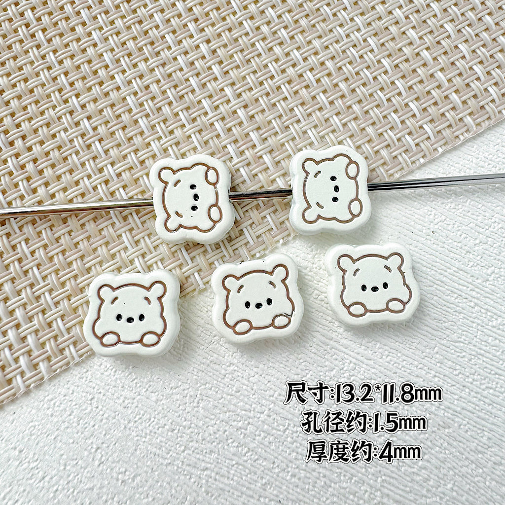 Bear Metal Beads 13mm Glossy Painted Alloy 10pcs 2