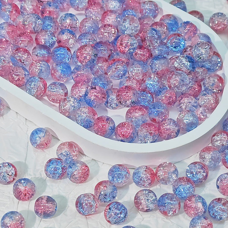 Crackle Glass Beads Round 10mm Transparent Mixed Colors 50pcs 23