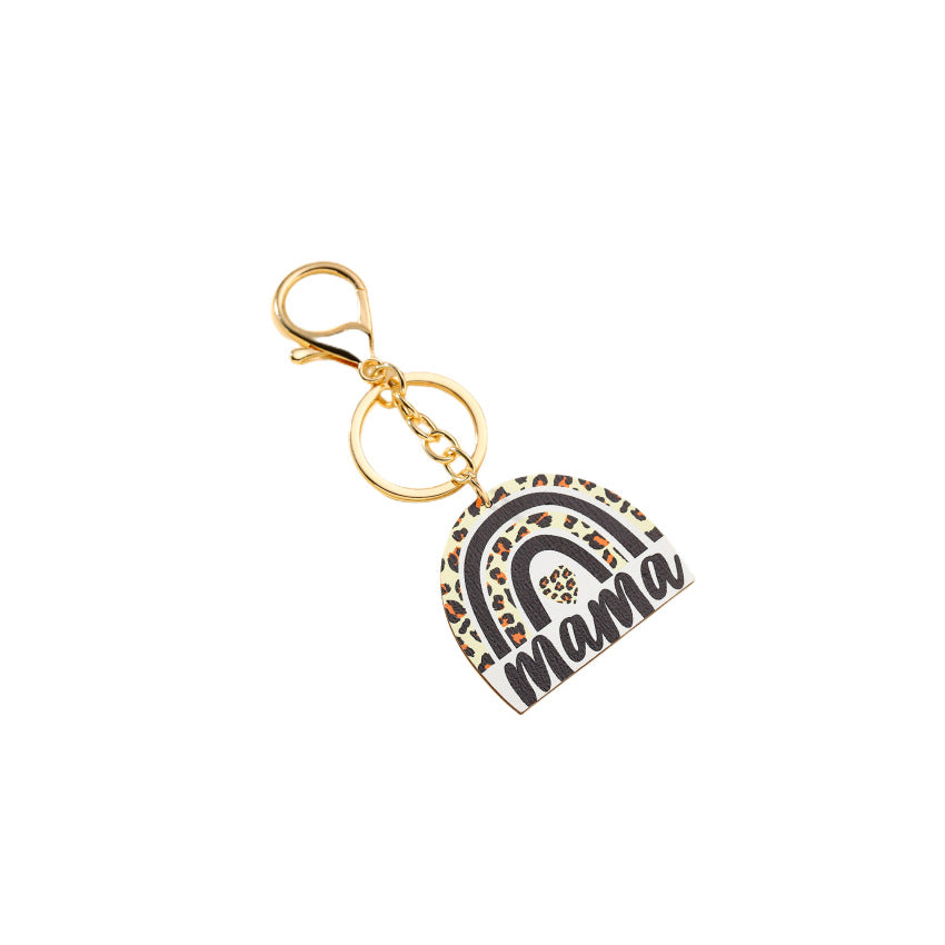 Wood Leopard Animal Print Rainbow Keychain for Moms 5