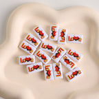 Rectangular Acrylic Beads 19mm Glossy Love Slogan Printed 20pcs 6