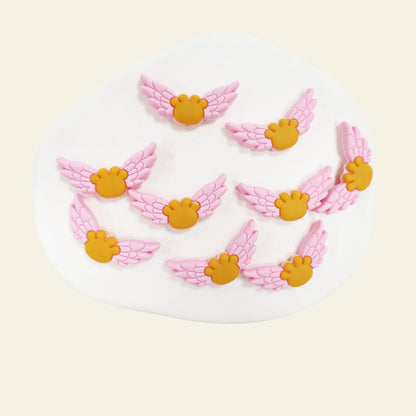 Silicone Focal Beads Winged Bear Pastel Colors Golden Bear Motif 1 Piece 7