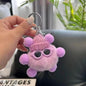 Fluffy Pom Pom Monster Doll Keychain with Sunglasses and Knitted Hat 16