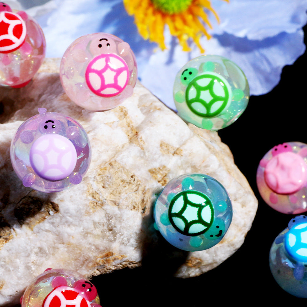 Glow In The Dark Bubblegum Beads 19mm Turtle Design Resin 20pcs 3