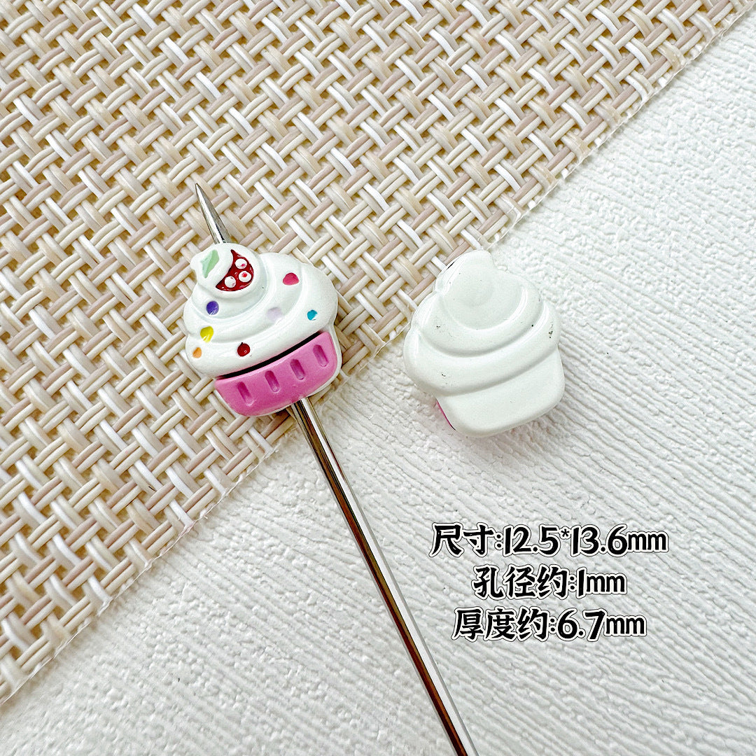 Baking Painted Watermelon and Cake Metal Beads 16mm Colorful 10pcs 17