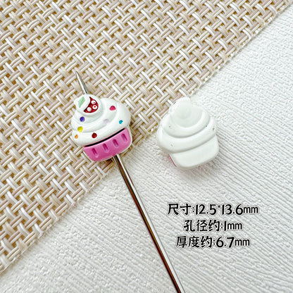 Baking Painted Watermelon and Cake Metal Beads 16mm Colorful 10pcs 17