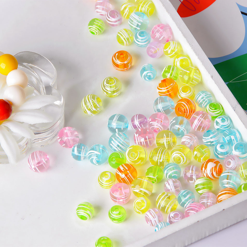Striped Resin Beads 10/12mm Round Jelly Colors 30pcs 4