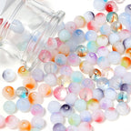 Transparent Round Glass Beads 8mm Color Plated Mixed Colors 50pcs 2