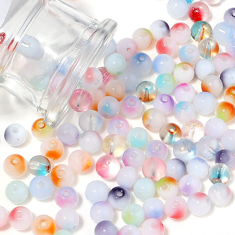 Transparent Round Glass Beads 8mm Color Plated Mixed Colors 50pcs 2