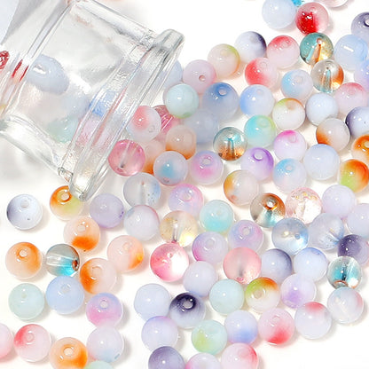Transparent Round Glass Beads 8mm Color Plated Mixed Colors 50pcs 2
