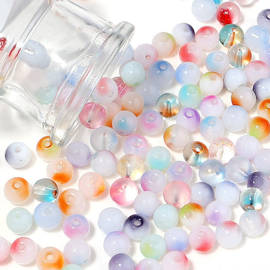 Transparent Round Glass Beads 8mm Color Plated Mixed Colors 50pcs 2