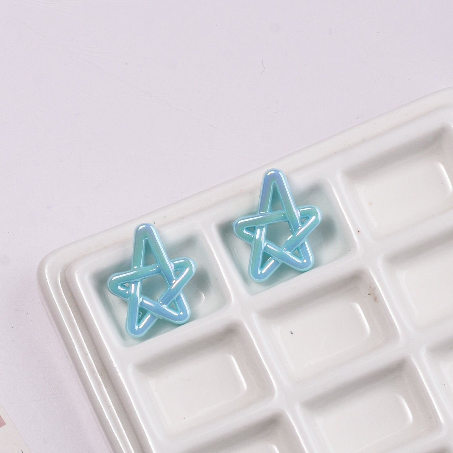 Plated Hollow Star Acrylic Beads 22mm Colorful Mixed 20pcs 13