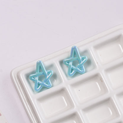 Plated Hollow Star Acrylic Beads 22mm Colorful Mixed 20pcs 13