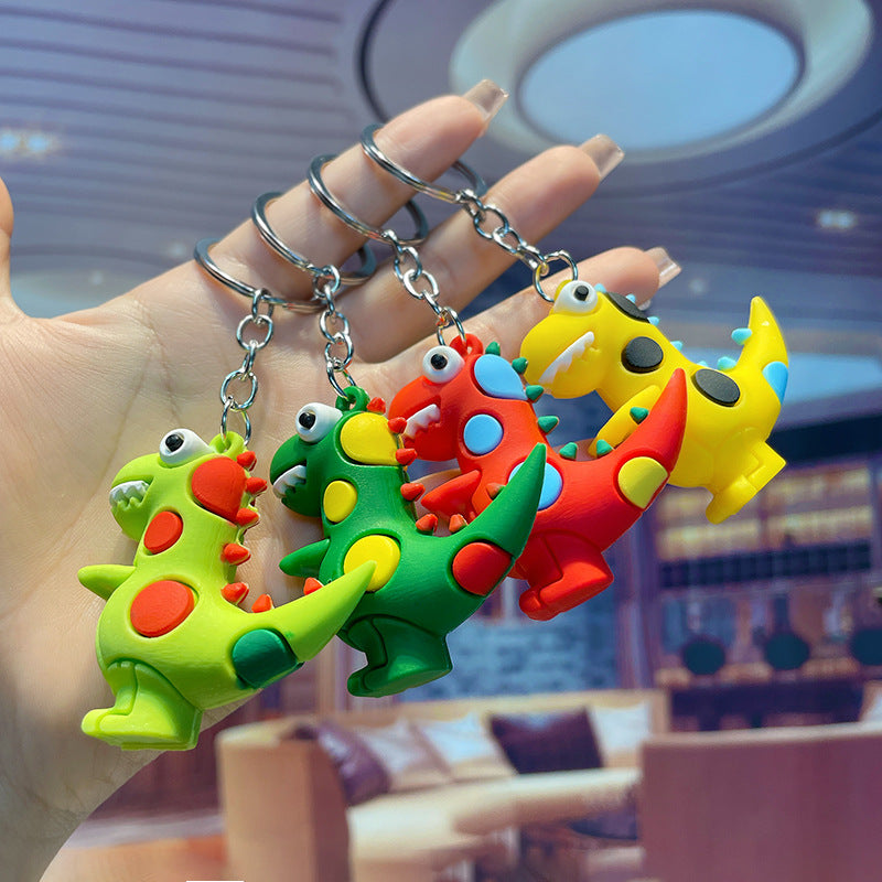 Cute Cartoon Dinosaur Keychain PVC Polka Dot Small Charm