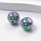 Plated Round Acrylic Beads 16mm UV Rhinestone Embedded 50pcs 5