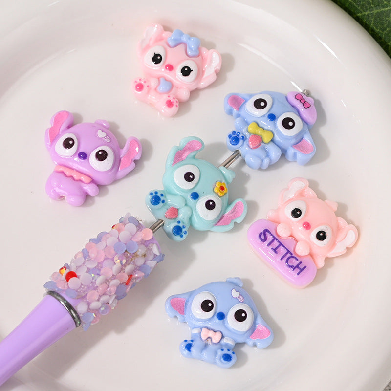 Glossy Resin Beads Pastel Character Design 10pcs