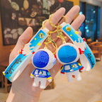 Cartoon Astronaut PVC Building Block Keychain with Starry Strap 4
