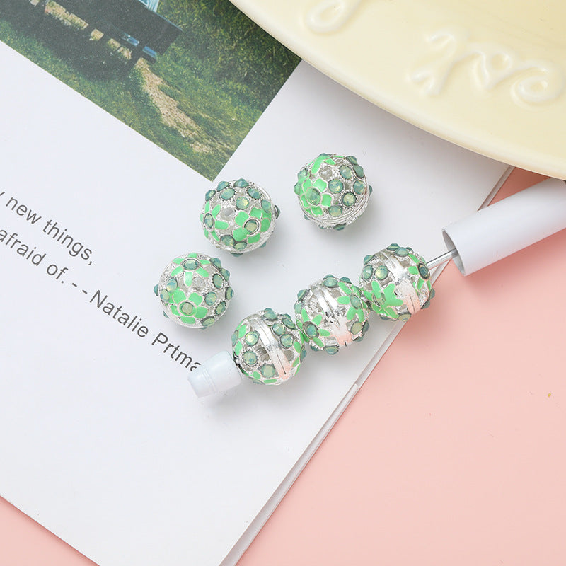 Round Rhinestone Beads 16mm Clustered Crystal Alloy 10pcs 12