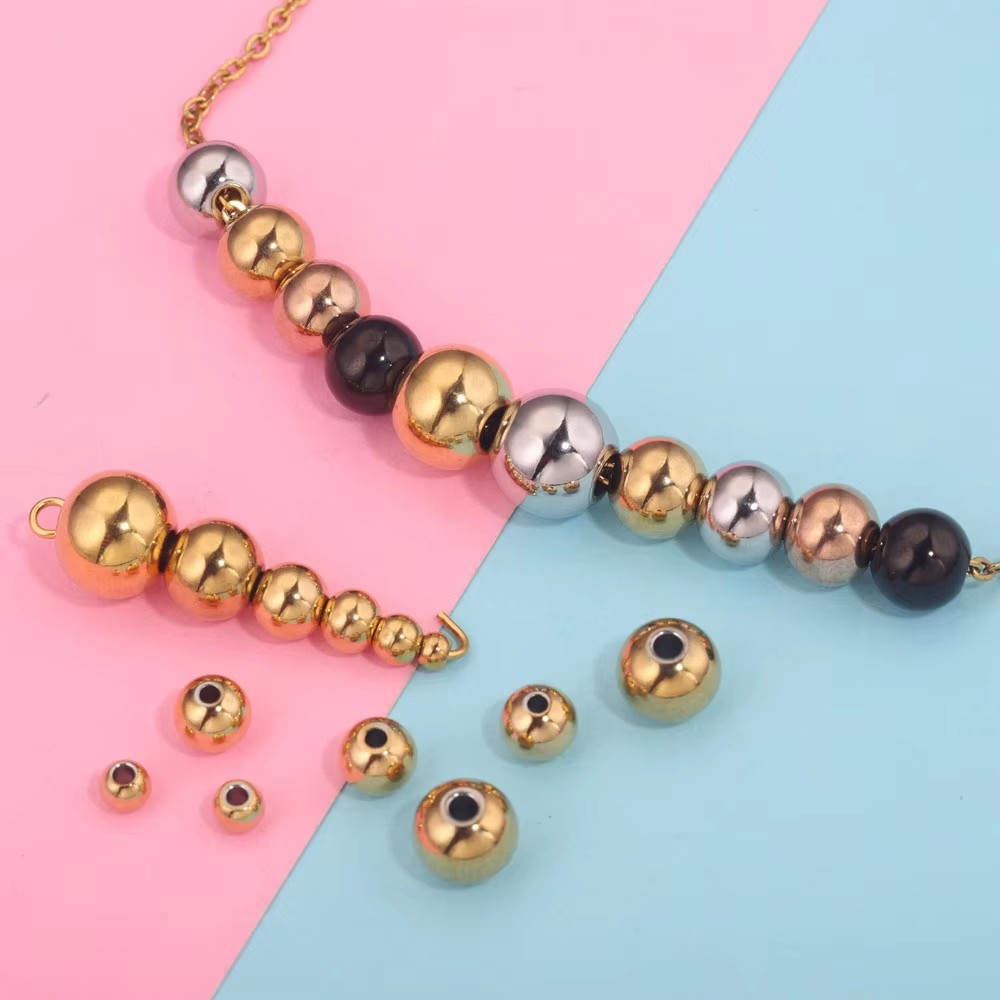Stainless Steel Round Metal Beads 3-8mm Smooth Finish 50pcs 4