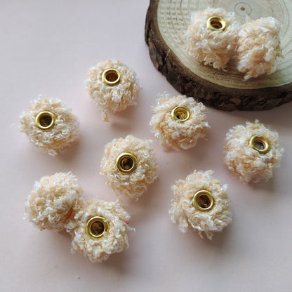 Fabric Fluffy Spacer Beads 15mm Two-Color Teddy 100pcs 12