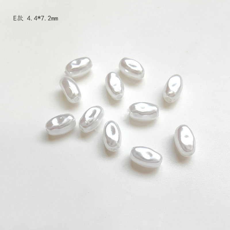 Vintage Shaped Imitation Pearl Acrylic Beads Soft White Luster 10pcs 10