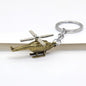 Vintage Alloy Helicopter Keychain Antique Bronze Tone Rotor Detail