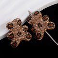Polymer Clay Bear Rhinestone Beads 30mm Leopard Print Chunky 6pcs 6