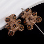 Polymer Clay Bear Rhinestone Beads 30mm Leopard Print Chunky 6pcs 6