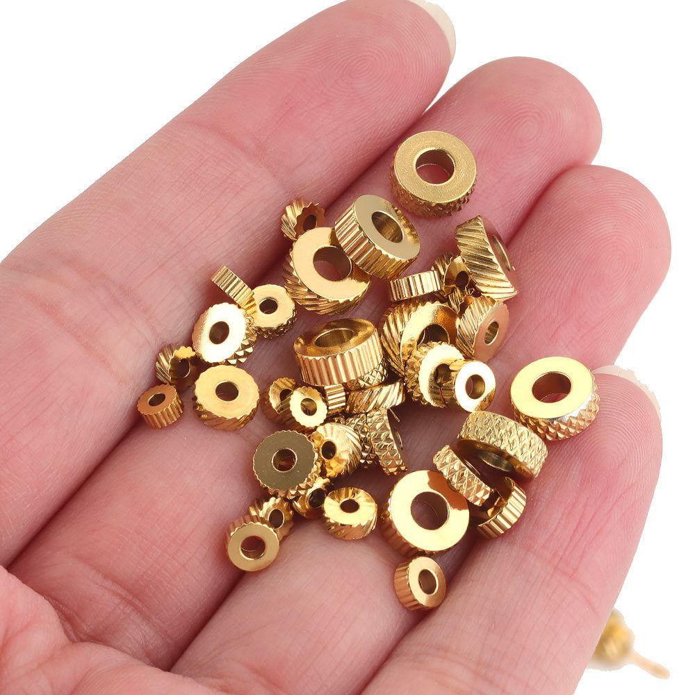 Stainless Steel Flat Spacer Beads Patterned 100pcs 4