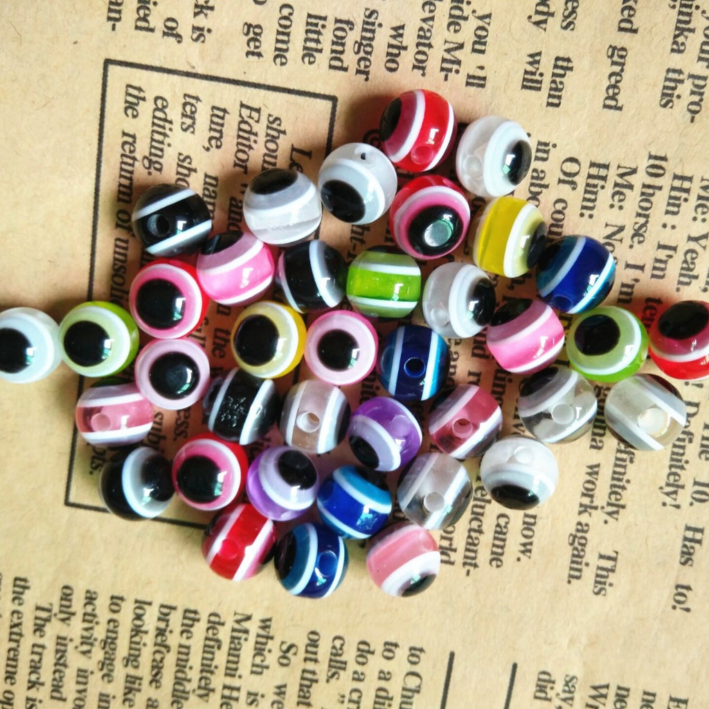 Striped Evil Eye Resin Beads 6-12mm Glossy Multicolor 500pcs 5