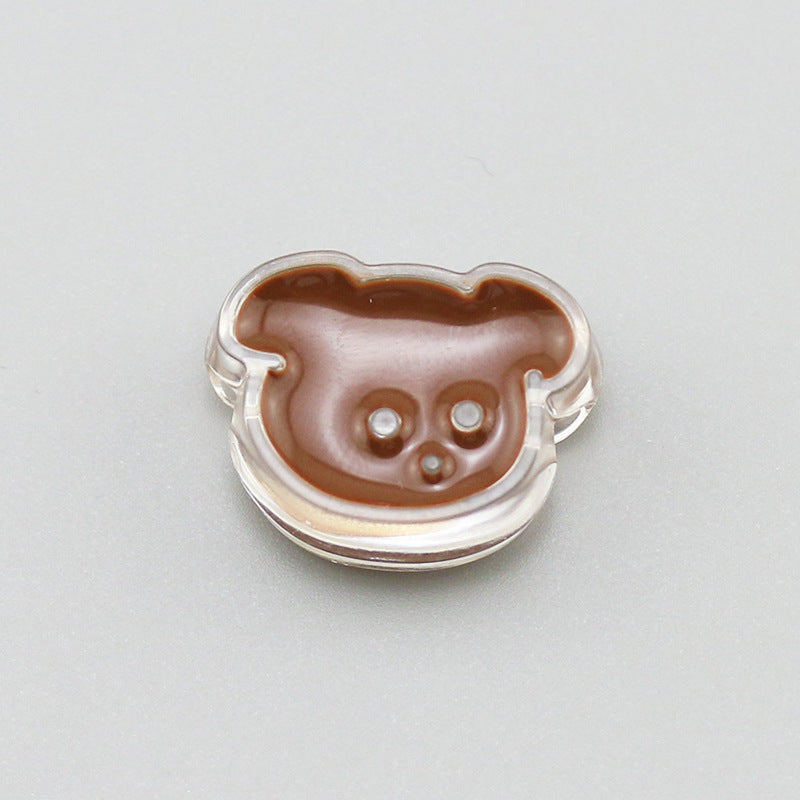 Transparent Bear Flower Acrylic Beads Playful Pastel Enamel 20pcs 6