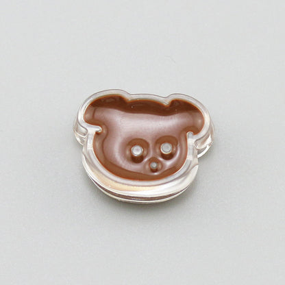 Transparent Bear Flower Acrylic Beads Playful Pastel Enamel 20pcs 6