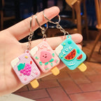 Silicone Mini Fruit Ice Cream Keychain Pastel Colors Cute Design 3